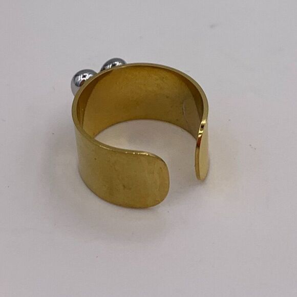 Ring, new, gold coloured stainless steel, adjustable, heart, cigar band - Picture 8 of 16